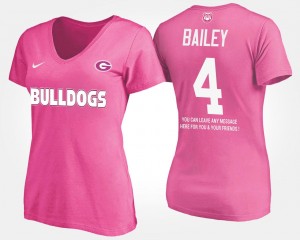 With Message Women's Champ Bailey College T-Shirt Pink UGA Bulldogs #4