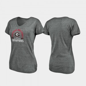 Offensive V-Neck Tri-Blend College T-Shirt Heather Gray 2020 Sugar Bowl Champions University of Georgia For Women
