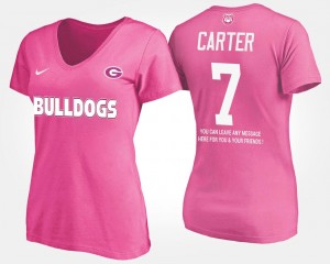 UGA Bulldogs Pink Lorenzo Carter College T-Shirt #7 With Message Women
