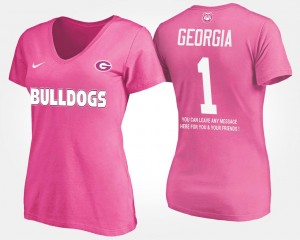 Georgia Bulldogs No.1 Short Sleeve With Message #1 College T-Shirt Women's Pink