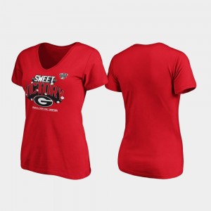 2020 Sugar Bowl Champions College T-Shirt Receiver V-Neck Red Ladies GA Bulldogs