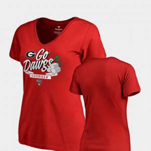 UGA Red Dime V-Neck College T-Shirt 2019 Sugar Bowl Bound For Women