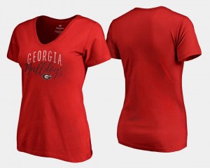V-Neck College T-Shirt Graceful Women's Georgia Red