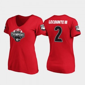 Georgia Bulldogs 2019 SEC East Football Division Champions #2 Red Richard LeCounte III College T-Shirt For Women's V-Neck