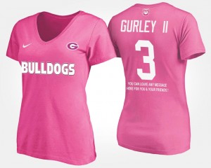 With Message GA Bulldogs Todd Gurley II College T-Shirt Pink #3 Women