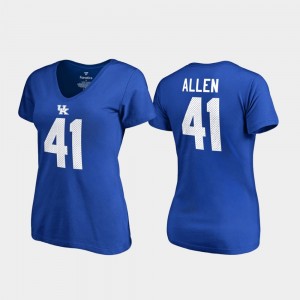 Legends Josh Allen College T-Shirt Women's Royal V-Neck Name & Number #41 UK