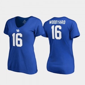 For Women Royal Legends V-Neck #16 Wesley Woodyard College T-Shirt Wildcats