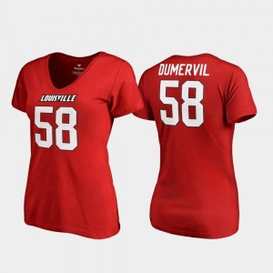 Women Elvis Dumervil College T-Shirt #58 Legends V-Neck Red U of L