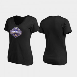 College T-Shirt 2019 SEC West Football Division Champions Black Louisiana State Tigers Women V-Neck
