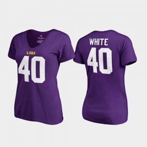 V-Neck Name & Number #40 Legends Women's Devin White College T-Shirt Purple Tigers