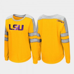 Tigers Gold Long Sleeve College T-Shirt Trey Dolman For Women's