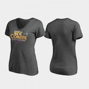 Heather Gray LSU Tigers Ladies 2019 Peach Bowl Champions Receiver V-Neck College T-Shirt