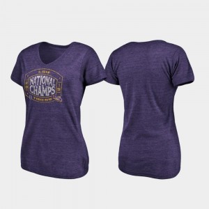 2019 National Champions Toss Tri-Blend V-Neck Heather Purple LSU College T-Shirt For Women