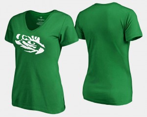 White Logo For Women's Tigers St. Patrick's Day College T-Shirt Kelly Green
