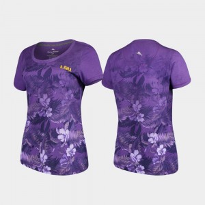 For Women's Tommy Bahama College T-Shirt Louisiana State Tigers Purple Floral Victory
