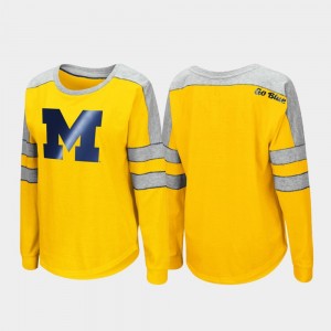 Trey Dolman Long Sleeve Maize Michigan Women's College T-Shirt