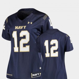 Football Navy Midshipmen #12 College Jersey Womens Finished Replica Navy