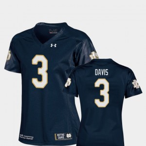 Navy #3 Replica Notre Dame Avery Davis College Jersey Football For Women