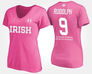 #9 With Message Pink Fighting Irish Kyle Rudolph College T-Shirt Women