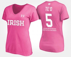 With Message #5 Manti Te'o College T-Shirt For Women's Pink ND
