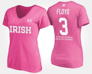 Michael Floyd College T-Shirt Womens With Message UND #3 Pink