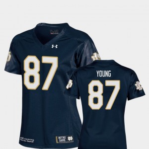 ND Ladies Football Michael Young College Jersey Navy #87 Replica