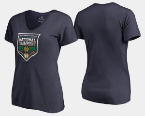 College T-Shirt Navy Women Women's Basketball Notre Dame Basketball V-Neck 2018 National Champions Press