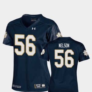Football #56 Quenton Nelson College Jersey University of Notre Dame For Women's Replica Navy
