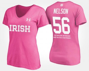 For Women's Quenton Nelson College T-Shirt Irish #56 With Message Pink