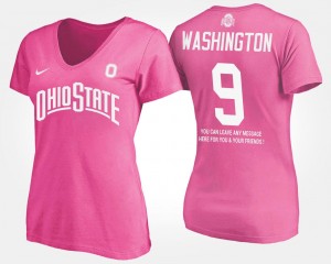 Pink #9 With Message Adolphus Washington College T-Shirt Women's Ohio State Buckeyes