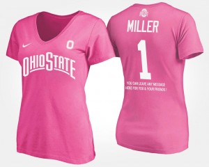 Ohio State #5 Pink For Women With Message Braxton Miller College T-Shirt