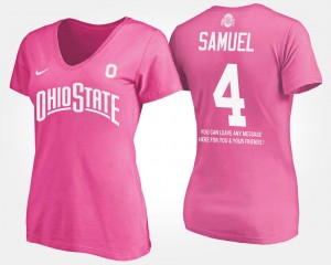 #4 Ohio State Womens With Message Pink Curtis Samuel College T-Shirt