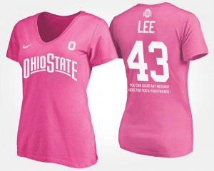 For Women's Pink Darron Lee College T-Shirt Ohio State Buckeye #43 With Message