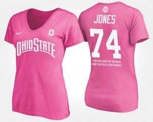 Jamarco Jones College T-Shirt Pink #74 With Message For Women Ohio State Buckeyes
