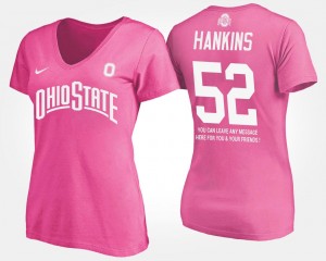 Johnathan Hankins College T-Shirt Women's Pink With Message #52 Buckeyes