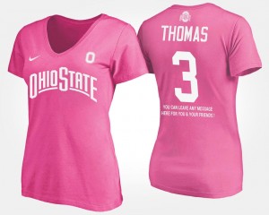 For Women Michael Thomas College T-Shirt Pink Ohio State With Message #3