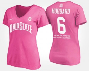 For Women Ohio State Buckeye Sam Hubbard College T-Shirt #6 With Message Pink
