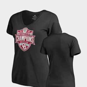 2018 Big 12 Football Champions Black Sooners For Women College T-Shirt V-Neck