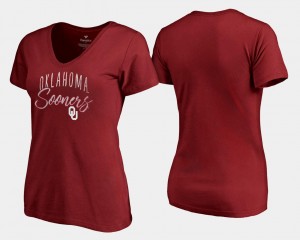 University Of Oklahoma V-Neck Womens Graceful College T-Shirt Crimson