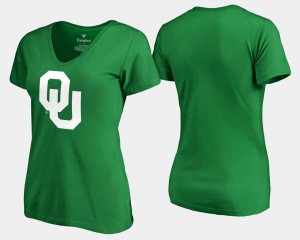 OU Sooners Women's White Logo Kelly Green College T-Shirt St. Patrick's Day