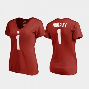 #1 Kyler Murray College T-Shirt Oklahoma Sooners For Women V-Neck Name & Number Legends Crimson
