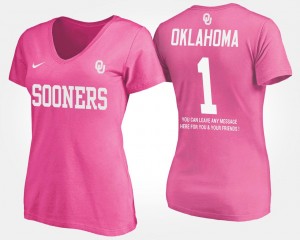 Oklahoma No.1 Short Sleeve With Message Pink #1 Women College T-Shirt