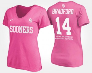 Sam Bradford College T-Shirt Womens Pink With Message Oklahoma #14