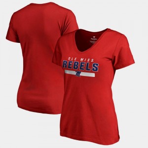 V-Neck Ladies Ole Miss Team Strong Red College T-Shirt