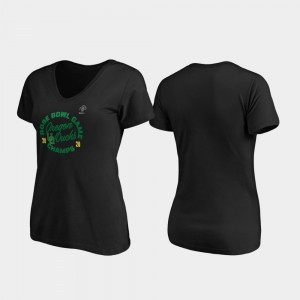 Black Curl V-Neck Women College T-Shirt 2020 Rose Bowl Champions UO