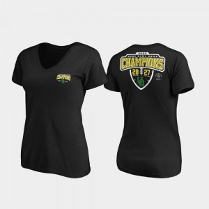 For Women's Black Lateral Score V-Neck College T-Shirt 2020 Rose Bowl Champions Ducks