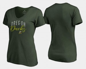 College T-Shirt University of Oregon Graceful For Women's V-Neck Green
