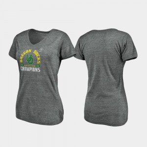 Heather Gray UO College T-Shirt Offensive V-Neck Tri-Blend 2020 Rose Bowl Champions Women