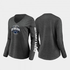 2019 Cotton Bowl Bound Heather Charcoal College T-Shirt Womens Stiff Arm Long Sleeve V-Neck Penn State