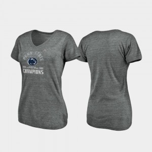 For Women Penn State Nittany Lions Offensive V-Neck Tri-Blend Heather Gray College T-Shirt 2019 Cotton Bowl Champions